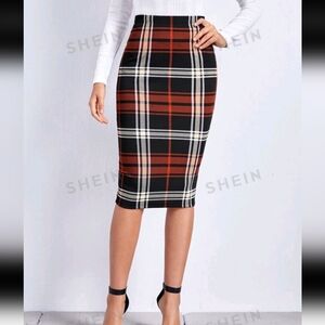 Shein medium plaid pencil skirt